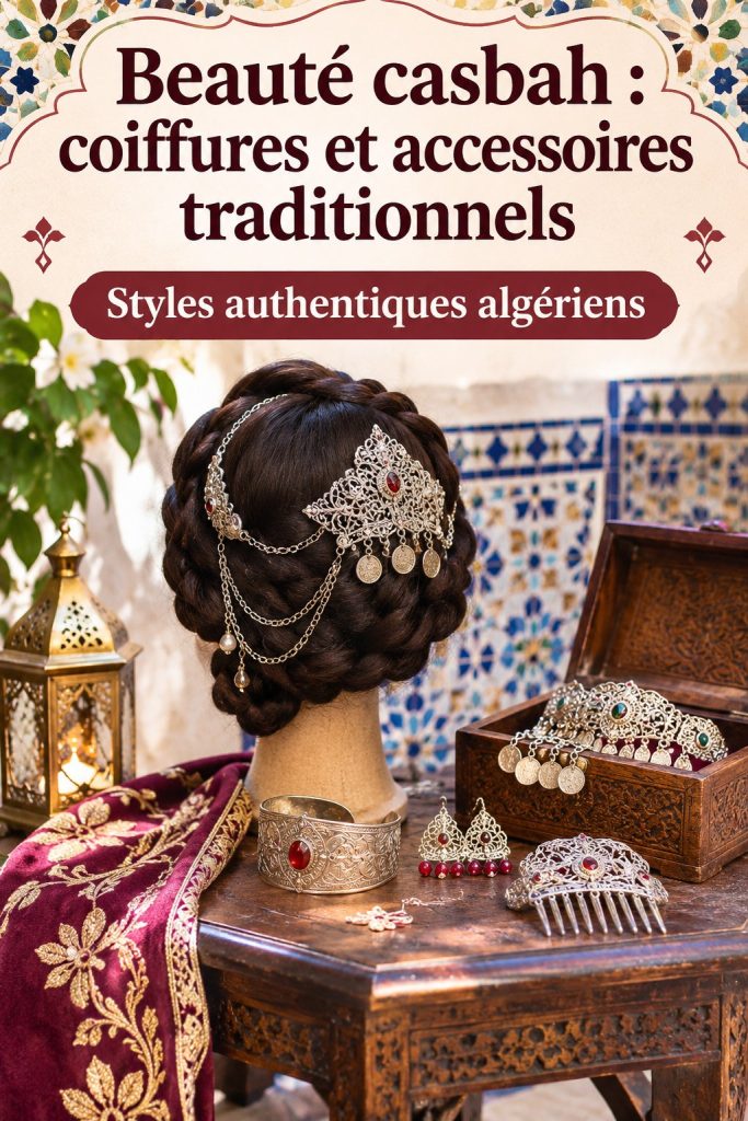 Coiffures traditionnelles algériennes avec accessoires de la casbah.
