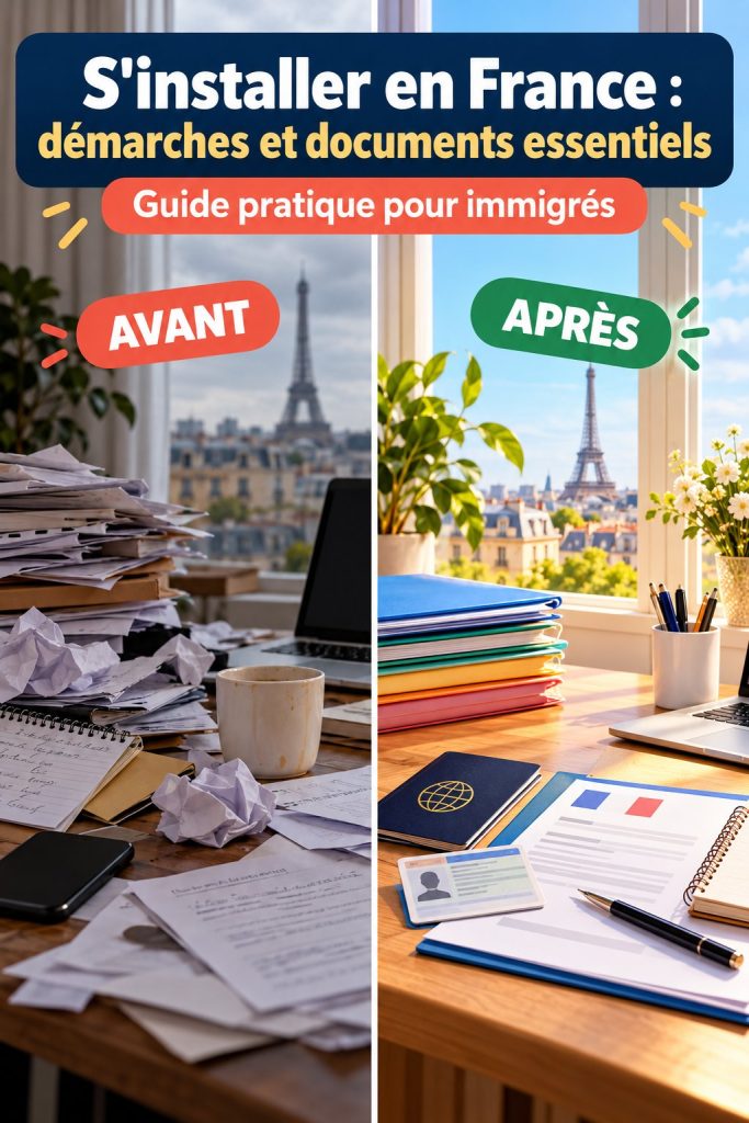 Groupe d'immigrants discutant des démarches pour s'installer en France.