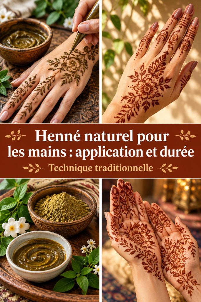 Henné appliqué sur une main, illustrant un design traditionnel